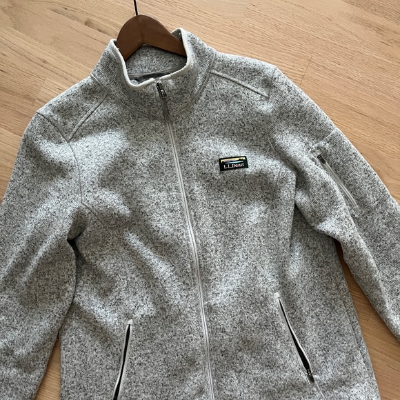 LL Bean Sweater Jacket Gray Heathered Full Zip Women's Size XL - Picture 1 of 3